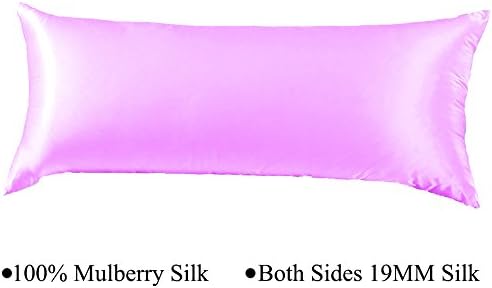 Cozysilk Silk Body Pillowcase with Zipper, 100% Silk on Both Sides, Zippered Silk Body Pillow Cover Pillow Case (20 x 54, Lavender)