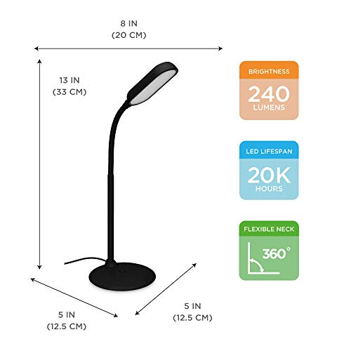 iHome LED Desk Lamp, Slick USBCorded with 360Degree Flexible