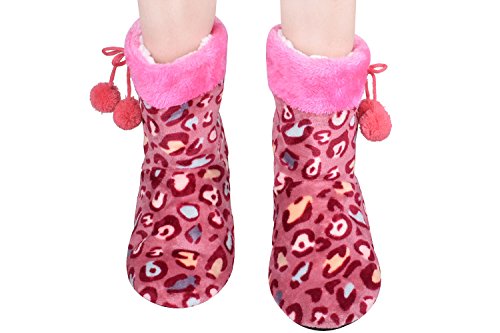 Bedroom Slipper Boots Adult Fuzzy Slippers Warm Cute Fluffy Boots Size7-9 Pink