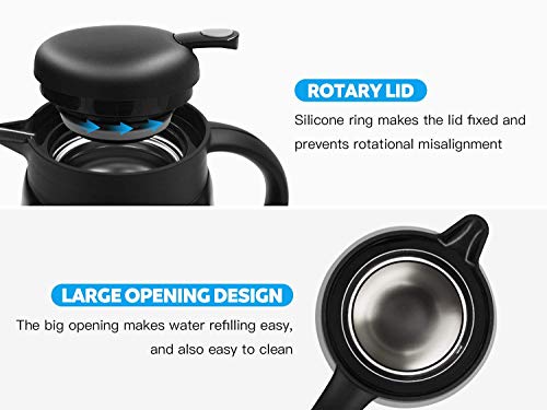 Luvan 304 18/10 Stainless Steel Thermal Carafe/Double Walled Vacuum Insulated Coffee Pot with Press Button Top,24+ Hrs Heat&Cold Retention,BPA Free,for Coffee,Tea,Beverage etc (black-1, 27 OZ)