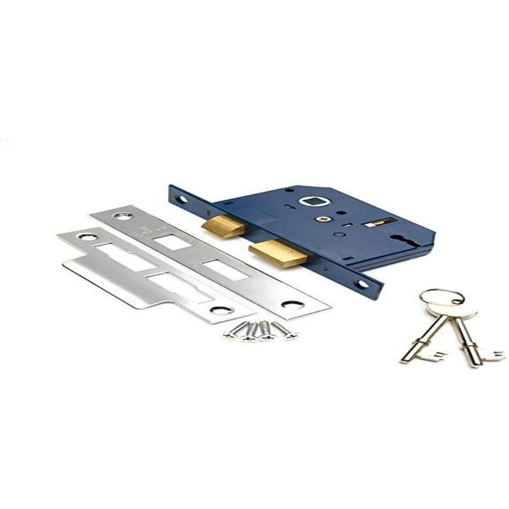 Merriway BH06058 Sashlock 3-Lever NP Plate 63mm (2.1/2 Inch)