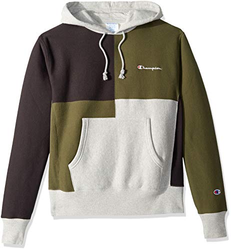 Champion Men's Reverse Weave Color Block Hood, Oxford Grey/Hiker  Green/Black, Small on Galleon Philippines