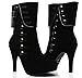 DADAWEN Women's Suede High Heel Side Zipper Ankle Booties Black US Size 10