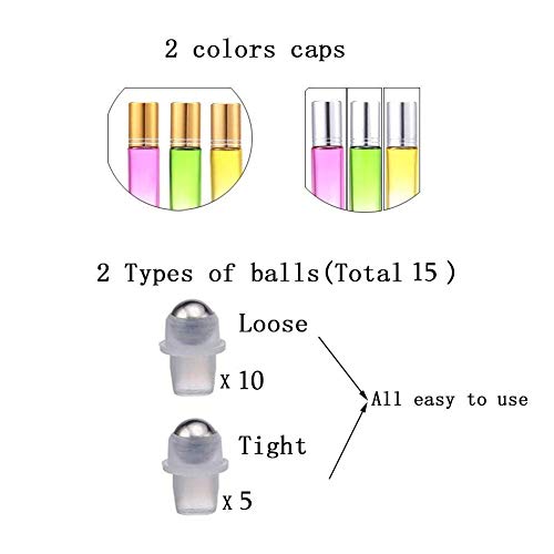 Glass Roller Bottles Empty Bottles for Essential Oil 12 Pack with Stainless Steel Roller Ball Opener Droppers Funnel Lables - Thumbnail 5