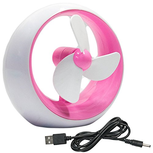 TukTek Pink USB Desk Fan with Soft Foam Blades Personal Computer Accessory Mini USB Desk Fan for Home & Office (Pink) - Thumbnail 2