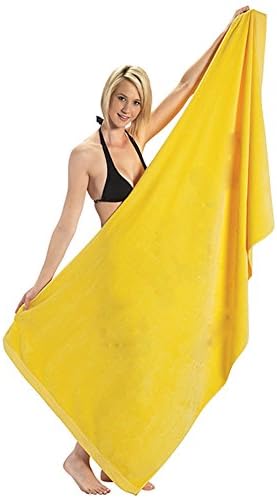 Jumbo Size Terry Velour Beach, Bath, Pool Towel (1 Towel, Yellow)