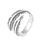 Hosaire Ring Women's Feathers Open Adjustable Ring Vintage Retro Silver for Women's Jewelry