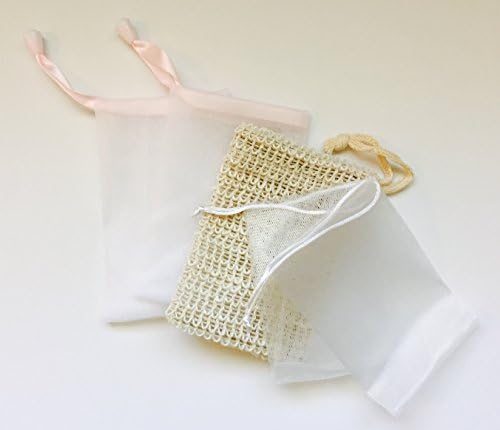 AHA 5 pcs/lot Soap Saver Net Bag Combo set โ 1 Natural Sisal Bag & 2 White & 2 Color Double Layer Mesh Bags Pouch for Shower sold by AHA WINWIN LLC