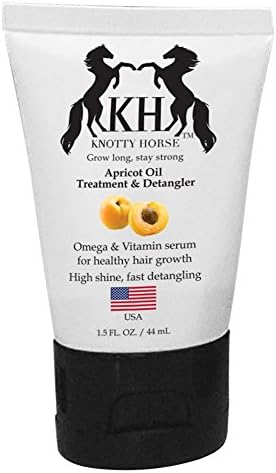 Knotty Horse Apricot Oil Treatment and Detangler for Horses — Detangles and Promotes Healthy Growth, Softness and Shine for Horse Hair — 2 Sizes (1.5 oz and 12 oz)