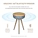 Sierra Modern Home Studio Smart Table with Built in 360° Bluetooth Speaker & Wireless Qi Charger - Ash Wood Night Stand- Modern & Functional Coffee Table & Night Stand - Bed Room -Living Room