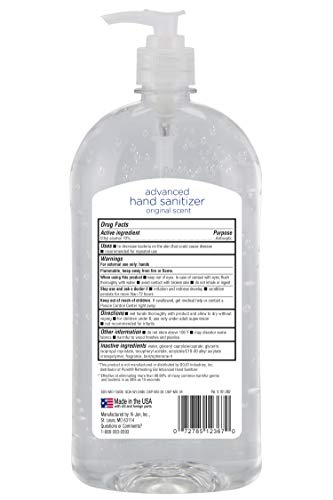 Mountain Falls Advanced Hand Sanitizer with Vitamin E, Original Scent, Pump Bottle, 32 Fluid Ounce (Pack of 4)