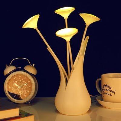 Tiitarn Kids Night Light with Sensor, Auto ON/OFF Night Lamp, USB Rechargeable Flower Vase Bedroom Light (Yellow)