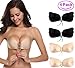 Thinksea (4 Pack) Sticky Bra Backless Self Adhesive Invisible Push up Reusable Bras Drawstring for Women (C) (C) Beige
