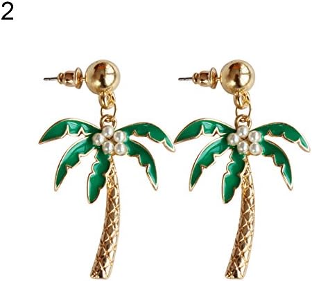 loinhgeo Earrings，Cartoon Pineapple Coconut Tree Cactus Pendant Earrings Women Ear Studs Jewelry Coconut Tree