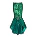Quesera Women's Mermaid Tail Costume Sequin Maxi Skirt Cosplay Halloween Party Dress, Green, tag XXL= US 16-18
