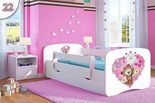 White Toddler Girl Bed Kids Bed Princess Children's Single Bed with Mattress and Drawer Included - BD,(180x80,Heart)