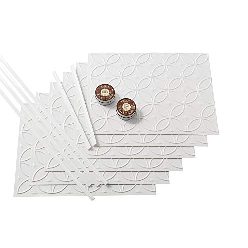 Fasade Easy Installation Rings Gloss White Backsplash Panel for Kitchen and Bathrooms (18 sq ft Kit)