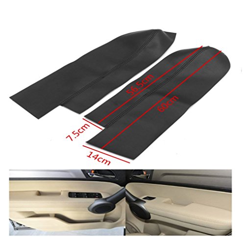 Kandas 2pcs Leather Front Door Panels Armrest Cover Fits Honda CR-V CRV 2007-2012 Black