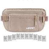Travel Money Belt for Men Women, RFID Blocking Concealed Waist Wallet Pouch Under Clothes Passport Holder Antitheft Waist Stash Bag for Travelling, Bonus 10 RFID Credit Card Sleeves, Beige