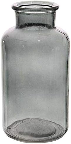 Angraves Grey Funnel Neck Glass Flower Vase Jar (20 cm)