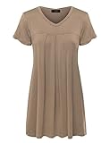 MBJ Womens V Neck Short Sleeve Pleats Tunic Top - Made in USA