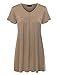 MBJ Womens V Neck Short Sleeve Pleats Tunic Top - Made in USA