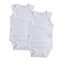 UOMNY Unisex-Baby White Infant Hanging Bodysuits 100% Cotton Sleeveless Baby Onesies(2 Packs,12M)