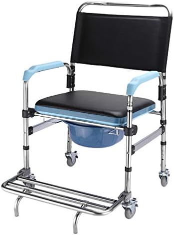 XWZJY Home Bedside Commode Bariatric Toilet Seat 3 in 1 Folding Bath Wheelchair with Footrests Padded Cushion Wipe Clean Easy for Adults, Handicap Surgery Recovery