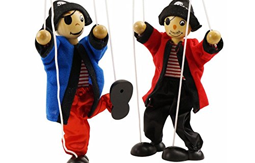 SPARIK ENJOY 1 Packs Clown Pirates Hand Marionette Puppet Children's Wooden Marionette Toys Colorful Marionette Puppet Doll Parent-Child Interactive Toys- Blue Pirates