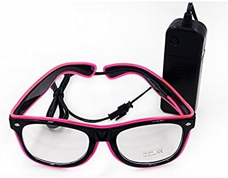 Bandzqq EL Wire Glasses Led DJ Bright Light Safety Light Up Multi-color Shutter Frame Costumes LED Flashing Glasses (Pink)