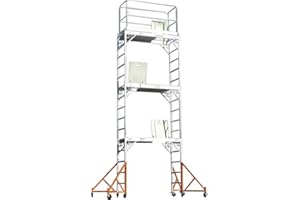 CBM Scaffold Aluminum Scaffolding Rolling Tower 17' Standing High with Hatch Decks & Gaurd Rail U Locks CBM1290