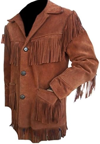 100% Genuine Leather Suede Western Jacket with Frings Cowboy