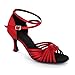 KAI-ROAD Ballroom Dance Shoes Women 3 inch Latin Dance Sandal Salsa Dance Heels, Red