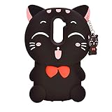 ZTE Avid Trio Z833 /ZTE Sonata 3 Case,XKAUDIE 3D black Lucky Fortune Cat Kitty with Cute Bow Tie Silicone Rubber Phone Case Cover for ZTE Avid Trio / Maven 2 / Sonata 3 / Prestige /Avid Plus / Chapel