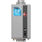 Rheem RTG Series 7.0 GPM Natural Gas Tankless Water Heater Indoor | 160,000 BTUs High Efficiency On Demand, Continuous Hot Water | Non-Condensing