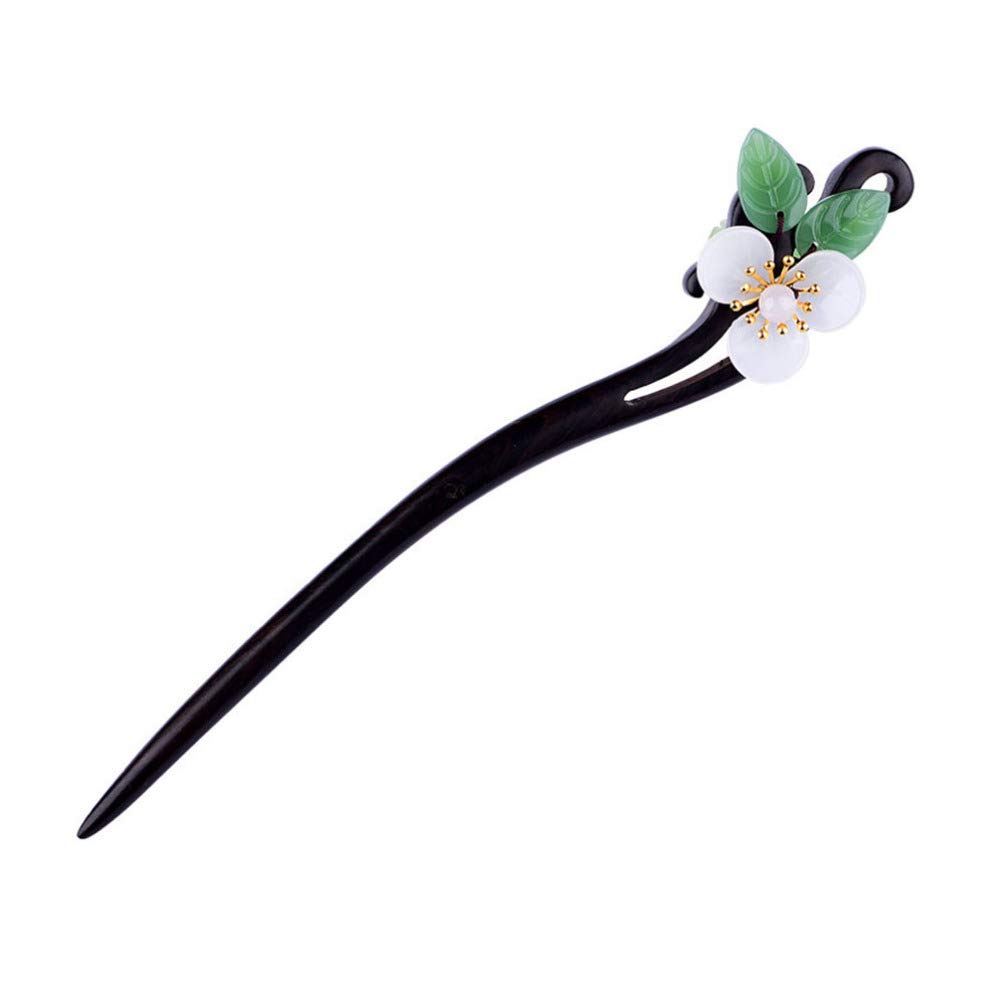 Minkissy Black Hair Clips Vintage Hair Chopsticks Wooden Hair Chopsticks Chinese Wooden Hair Pin Antique Hair Pin for Women (White, Green) Black Decor