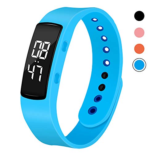 iGANK T6 Pedometer Watch Simple Fitness Tracker Walking Pedometers Step Counter Calorie Counter for Kids Women Men,No App Required (Blue)