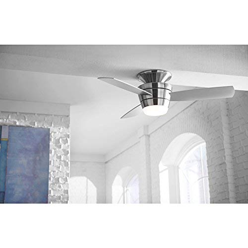 Harbor Breeze Mazon 44-in Brushed Nickel Flush Mount Indoor Ceiling Fan with Light Kit and Remote (3-Blade) (Renewed)