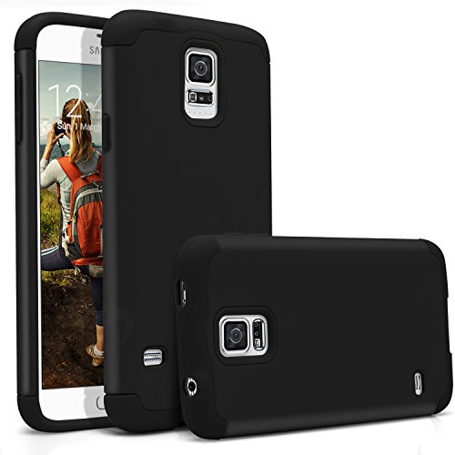 Galaxy S5 Case, MagicMobile Hybrid Ultra Protective Thin Armor Defender Case For Samsung Galaxy S5 Shockproof Rubber Rugged Skin Hard Dual Cover High Impact Case for Galaxy S5 (2014) [Black / Black]