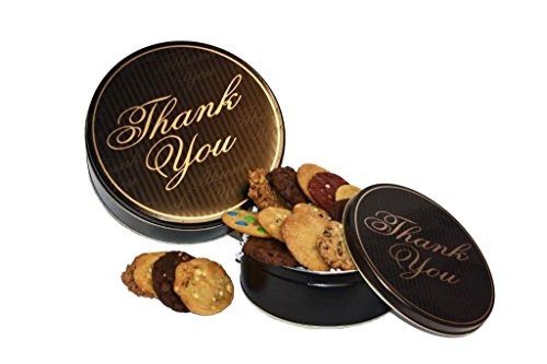 Cookies From Home - Thank You Cookie Tin Freshly Hand Baked Cookie and Brownie Gift Box - 24 Cookies + 2 Brownies (Gluten Free)