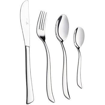Royal 40-Piece Silverware Set - 18/10 Stainless Steel Utensils Forks Spoons Knives Set, Mirror Polished Cutlery Flatware Set - Curved Design