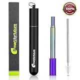 Metal Straw With Case by Smartforfuture - Reusable Straws with Case - Collapsible Metal Straw - Metal Straws with Case - Reusable Straw with Case - Travel Straw