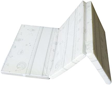 Folding Pack n Play Mattress, Play Pad, Portable Kid's Matrress, Firm &amp; Light Sponge Core - Soft Organic Cotton Cover, Conveniently Folds Into Bonus Carry Bag, White