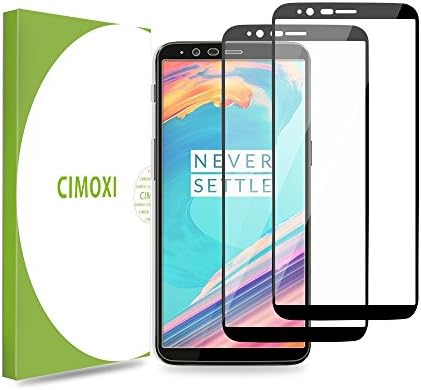 CIMOXI Screen Protector Compatible with OnePlus 5T [2 Pack] Full Adhesive Maximum Screen Coverage 2.5D Tempered Glass Screen Guard Film, Case-Friendly Screen Saver for OnePlus 5T-Black
