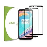 CIMOXI Screen Protector Compatible OnePlus 5T [2 Pack] Full Adhesive Maximum Screen Coverage 2.5D Tempered Glass Screen Guard Film, Case-Friendly Screen Saver OnePlus 5T-Black