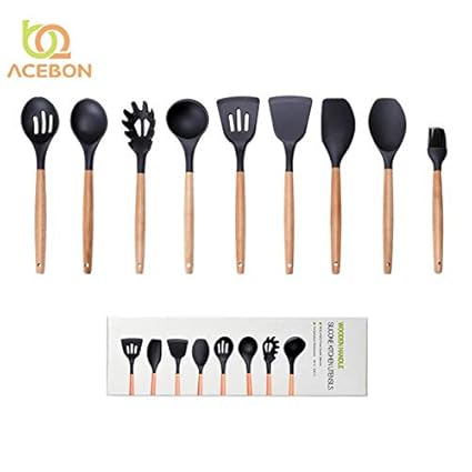 Buy Generic 9pcs Set Wood Silicone Cooking Tools Drinking Kitchen