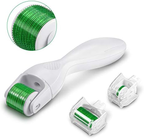 WFSGYC Derma Roller Kit for Face and Body 0.25mm - Cosmetic Microneedle Roller for Face Titanium Micro Needles - Microdermabrasion Exfoliating Roller - Includes 2 Extra Replacement Heads.