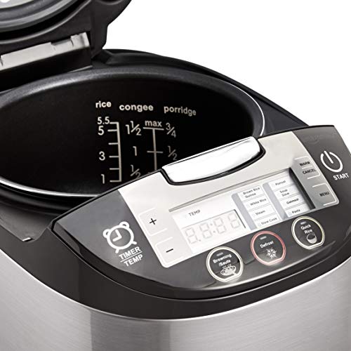Amazon Basics MultiFunctional Rice Cooker 5.5Cup Uncooked (11Cup