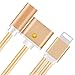 Gold Braided Lightning Cord to 3.5mm Headphone Jack Splitter Adapter & Charger Cable Converter for iPhone 7/ 7 Plus