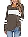 Topstype Womens Long Sleeve Tops Crew Neck Tunics Casual Elegant Stripped Shirts Brown